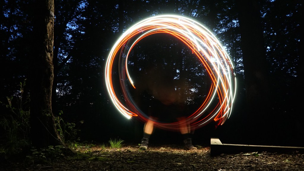 Dr. Ryan Matthew Thurman light-painting in Mammoth Cave wilderness
